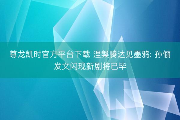 尊龙凯时官方平台下载 涅槃腾达见墨鸦: 孙俪发文闪现新剧将已毕