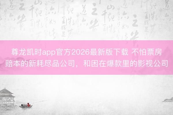 尊龙凯时app官方2026最新版下载 不怕票房赔本的新耗尽品公司，和困在爆款里的影视公司