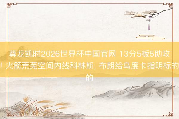 尊龙凯时2026世界杯中国官网 13分5板5助攻! 火箭荒芜空间内线科林斯， 布朗给乌度卡指明标的