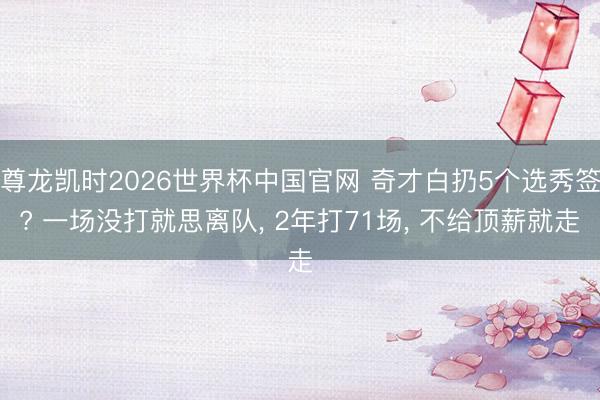 尊龙凯时2026世界杯中国官网 奇才白扔5个选秀签? 一场没打就思离队， 2年打71场， 不给顶薪就走
