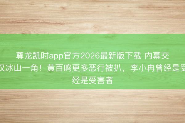 尊龙凯时app官方2026最新版下载 内幕交游仅仅冰山一角！黄百鸣更多恶行被扒，李小冉曾经是受害者