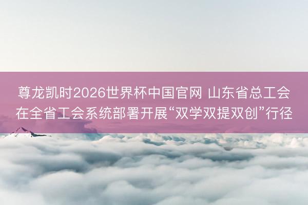 尊龙凯时2026世界杯中国官网 山东省总工会在全省工会系统部署开展“双学双提双创”行径