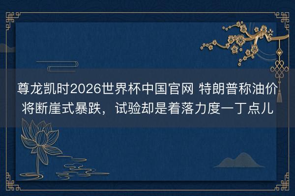 尊龙凯时2026世界杯中国官网 特朗普称油价将断崖式暴跌,试验却是着落力度一丁点儿
