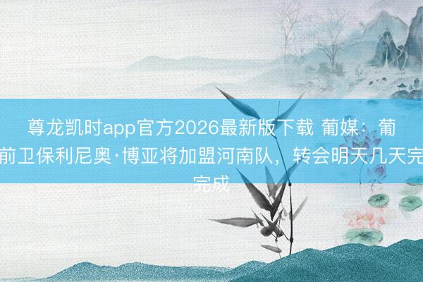 尊龙凯时app官方2026最新版下载 葡媒：葡超前卫保利尼奥·博亚将加盟河南队，转会明天几天完成